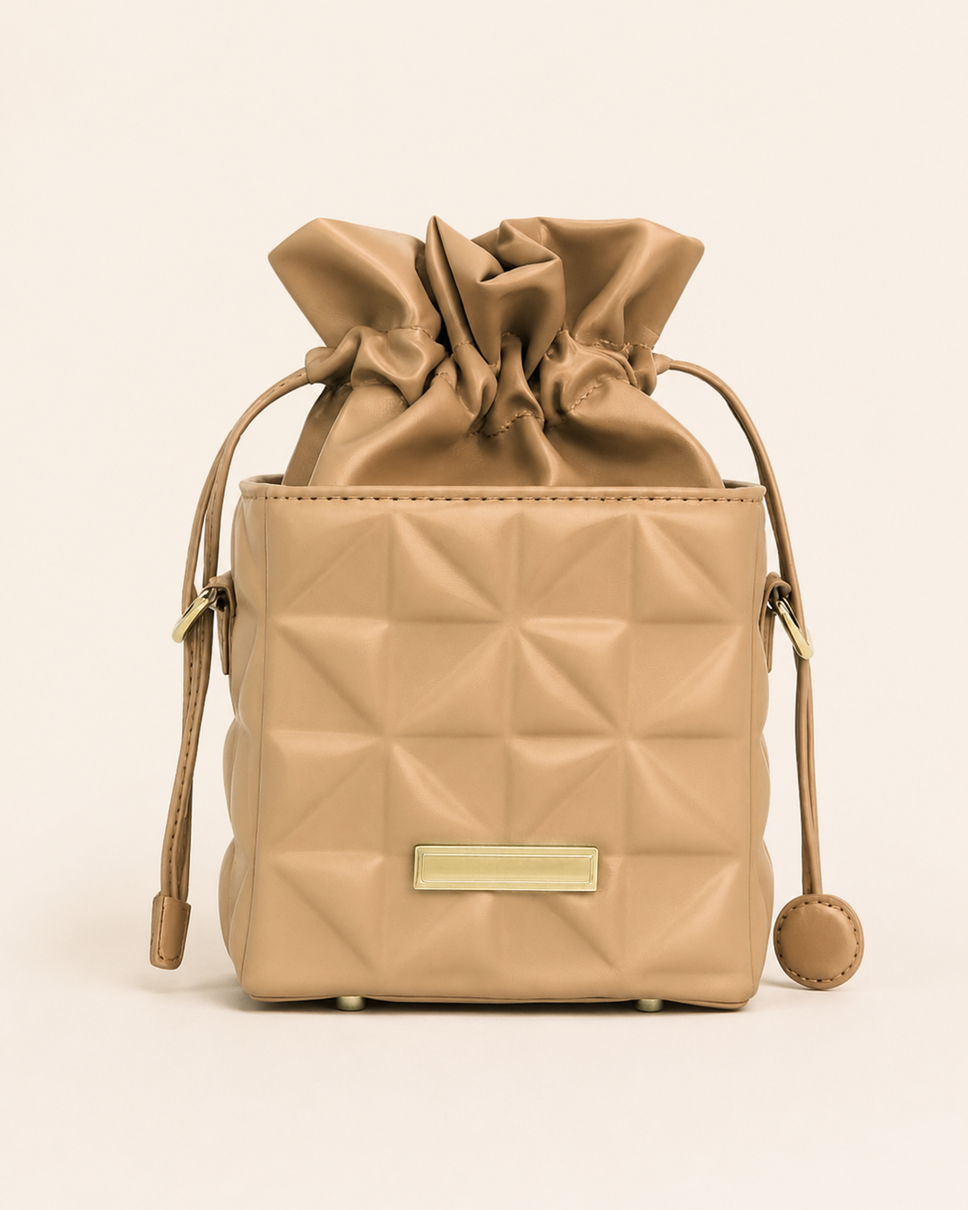 Anselma | Quilted Crossbody Bag with Drawstring Top