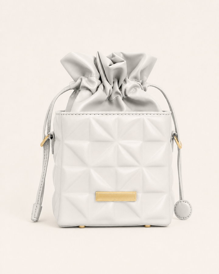 Anselma | Quilted Crossbody Bag with Drawstring Top