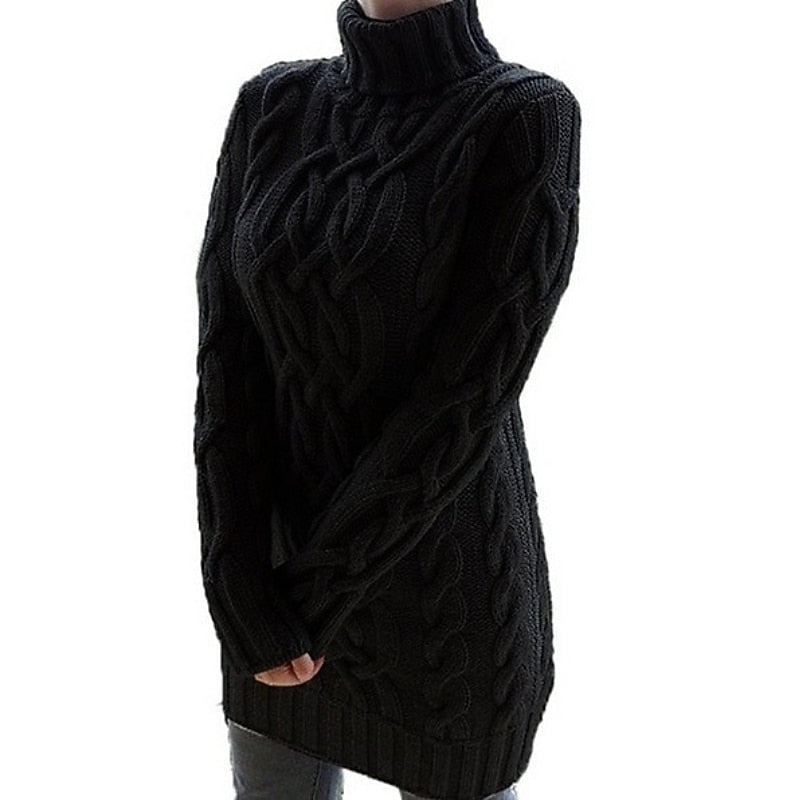 Ophelia | Women's Cable Knit Turtleneck Sweater Dress