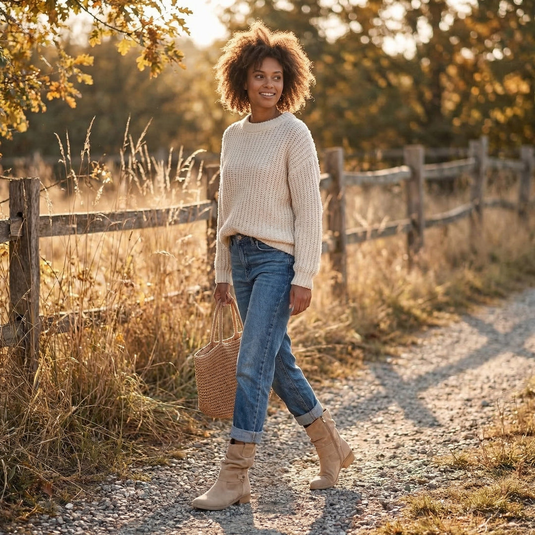 Aurora | Women's Suede Western-Style Slouch Ankle Boots