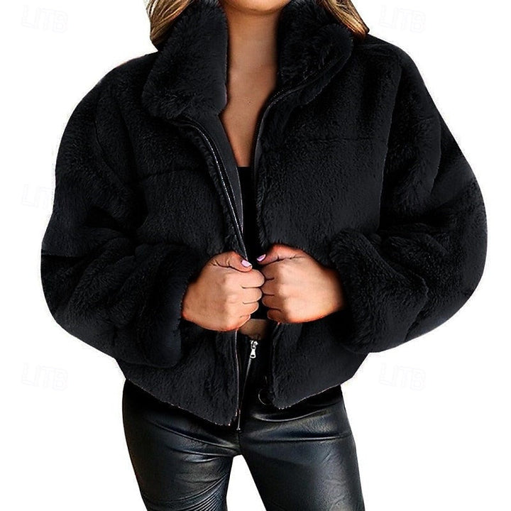Rosalind | Women's Plush Teddy Cropped Zip-Up Jacket