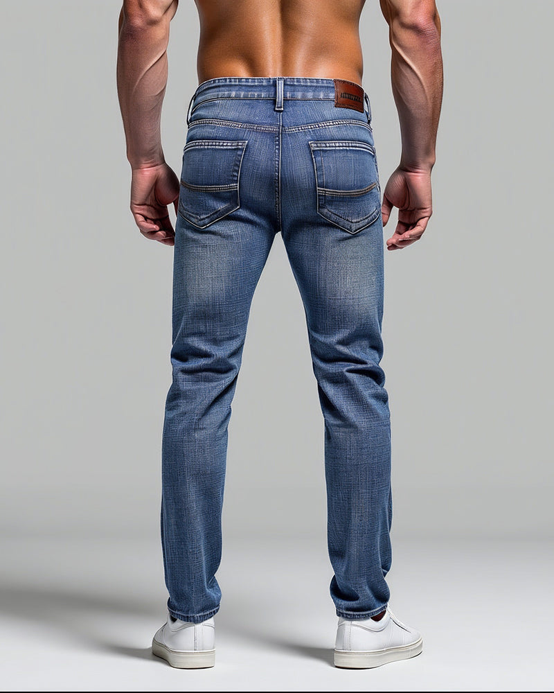 Avenue slim fit jeans in light blue, back view