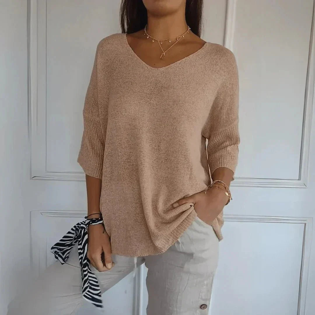 Noelia V-Neck Sweater — styled view