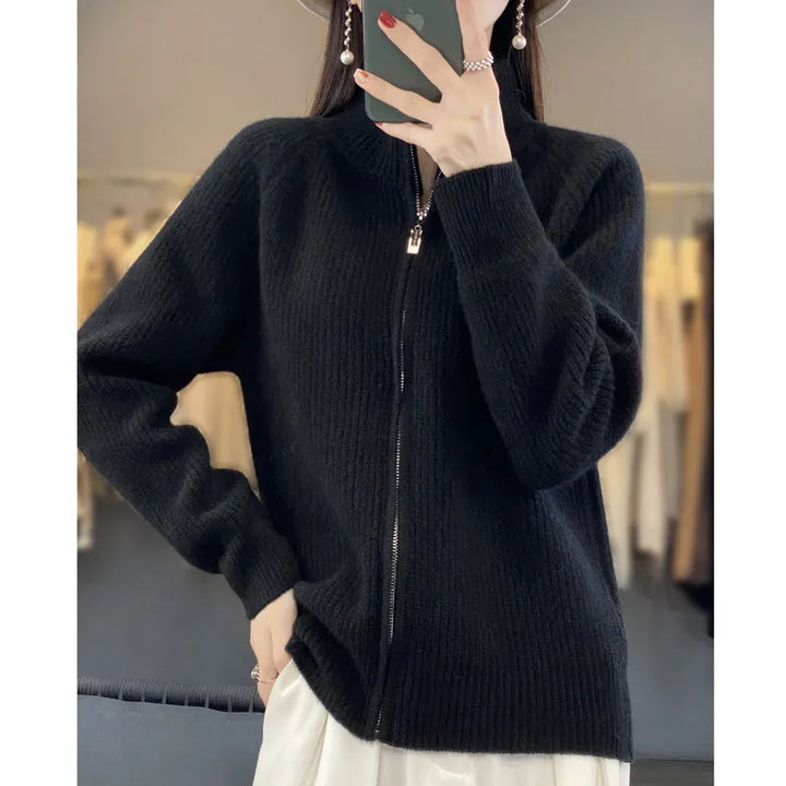 Charlotte Cardigan with Zipper — back view