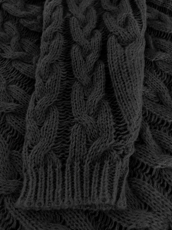 Adalyn | Women's Cable Knit V-Neck Sweater in Angola Mountain Wool