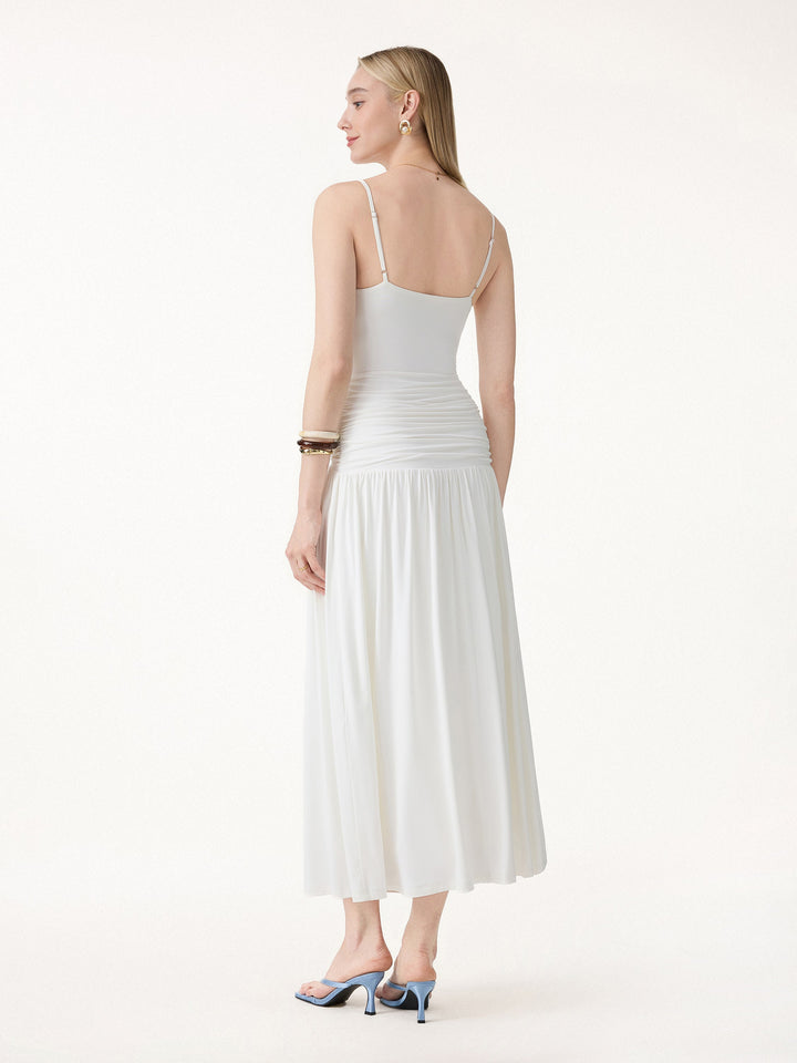 Not-See-Thru Spaghetti Gathered Maxi Built-In Bra Dress 2.0