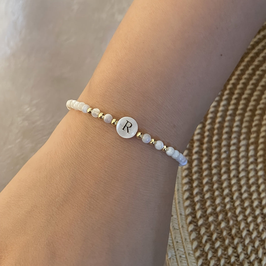 Elegant Initial Pearl Bracelet