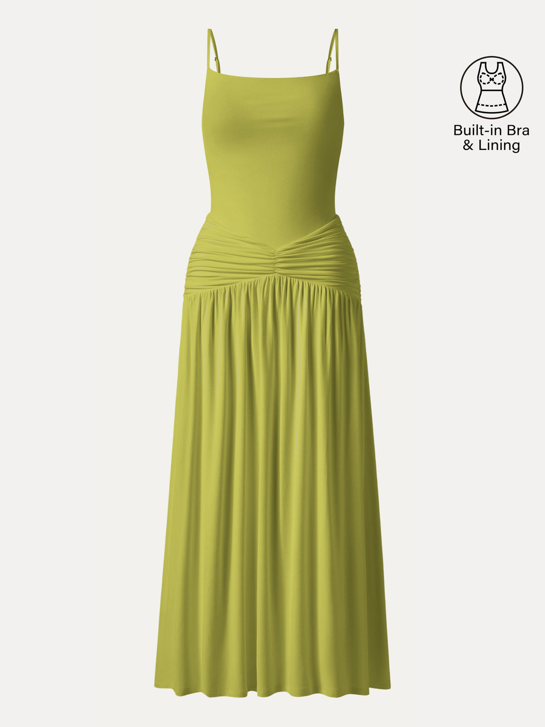Not-See-Thru Spaghetti Gathered Maxi Built-In Bra Dress 2.0
