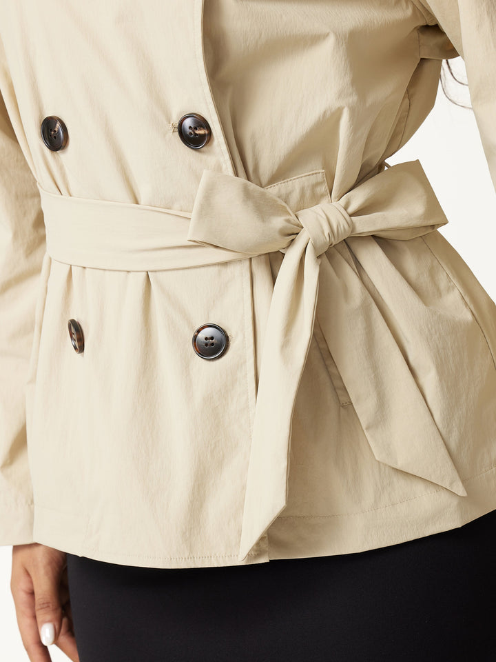 Packable Water-Repellent Peak Collar Trench Jacket with Pockets