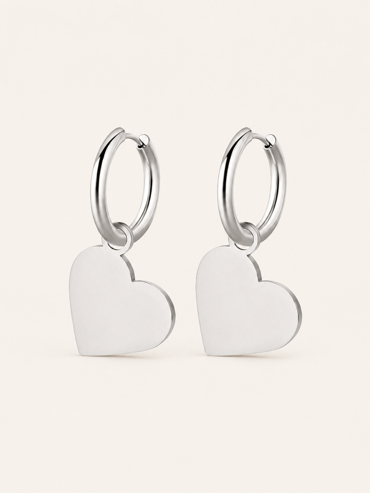 Beryl | Heart Hoop Earrings with Charm Detail