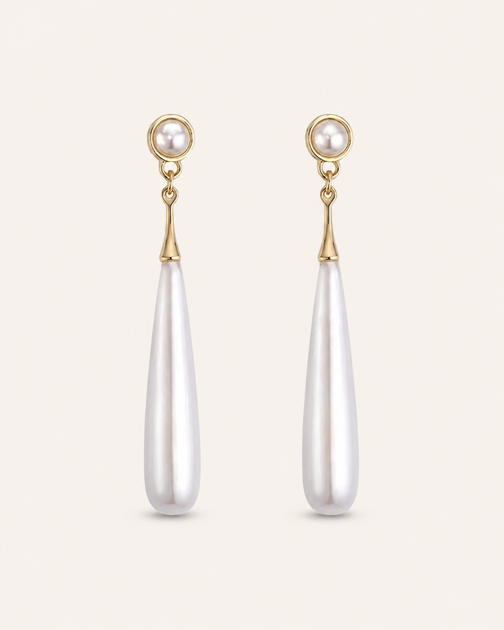 Bettina | Pearl Drop Earrings with Gold Detail