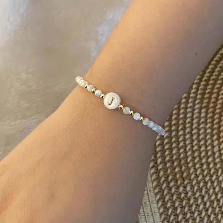 Elegant Initial Pearl Bracelet