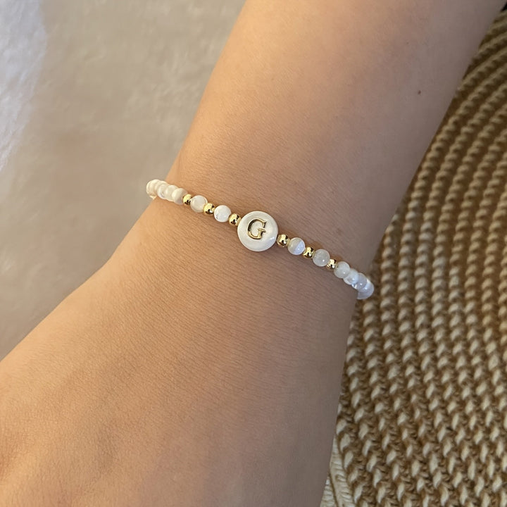 Elegant Initial Pearl Bracelet