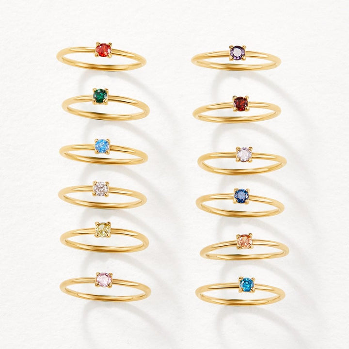 Main shot of the unique birthstone ring collection
