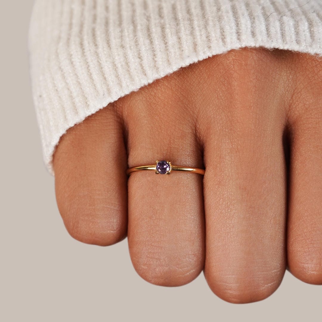Close-up of the April clear crystal birthstone