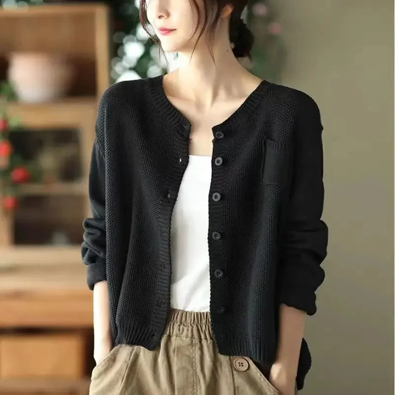 Sienna Comfortable Casual Cardigan — close-up view