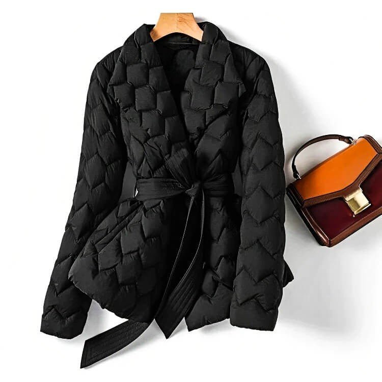 Isabella | Women's Belted Quilted Down Coat with Shawl Collar