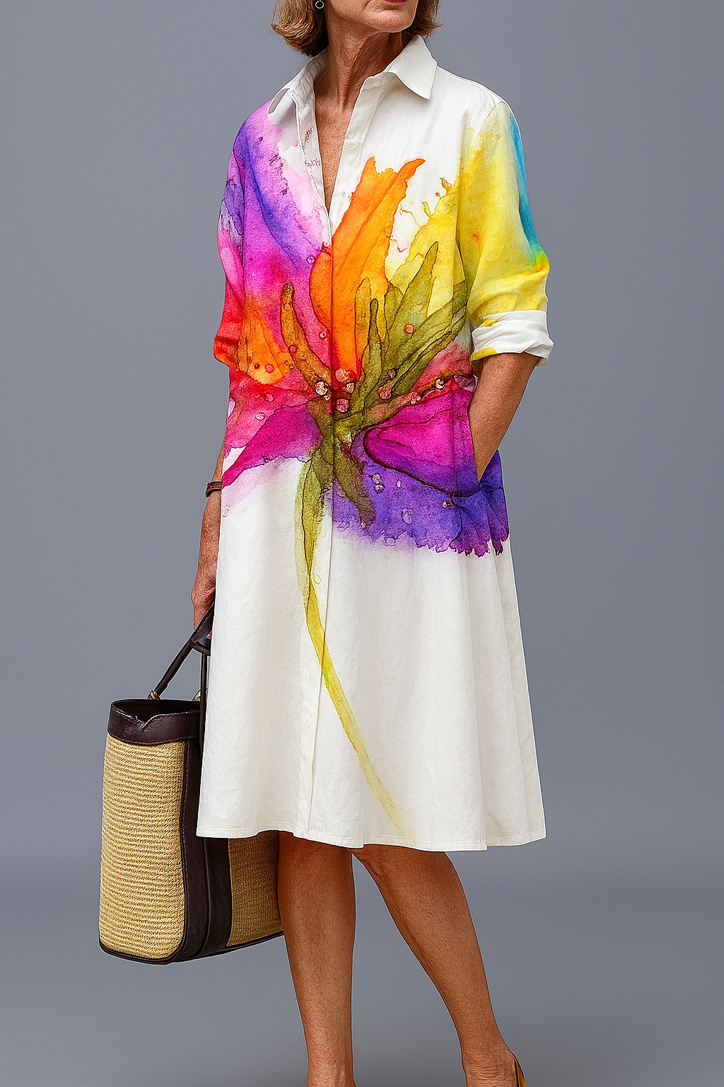 Lydia Elegant Midi Dress — front view