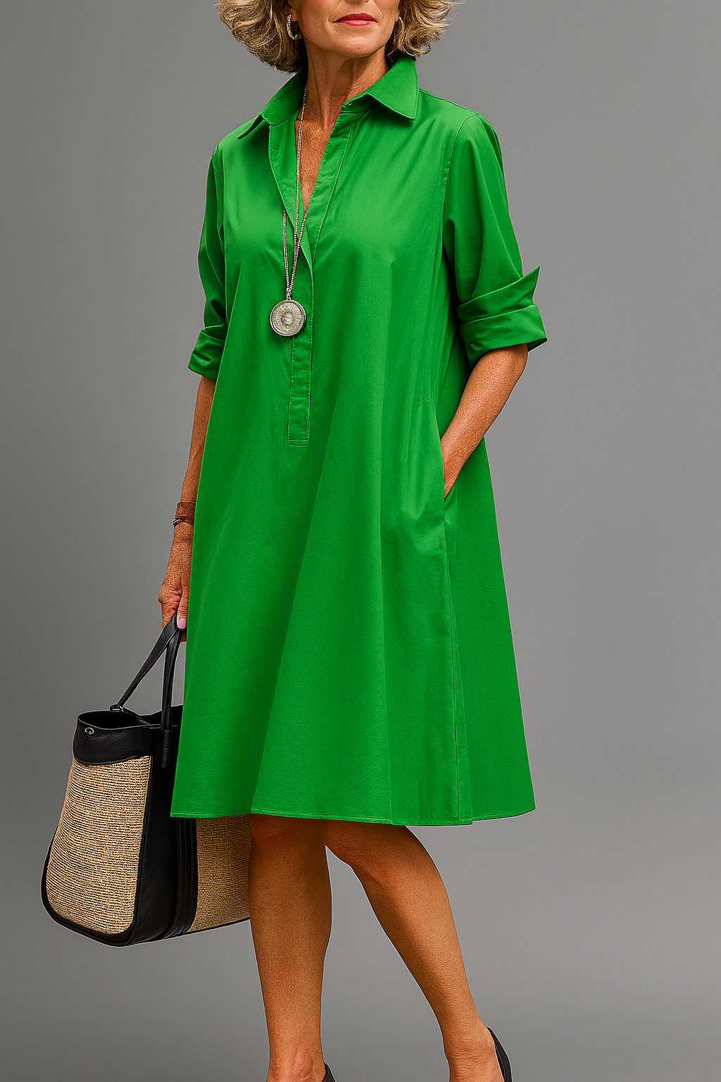 Riley Sophisticated Midi Dress — front view