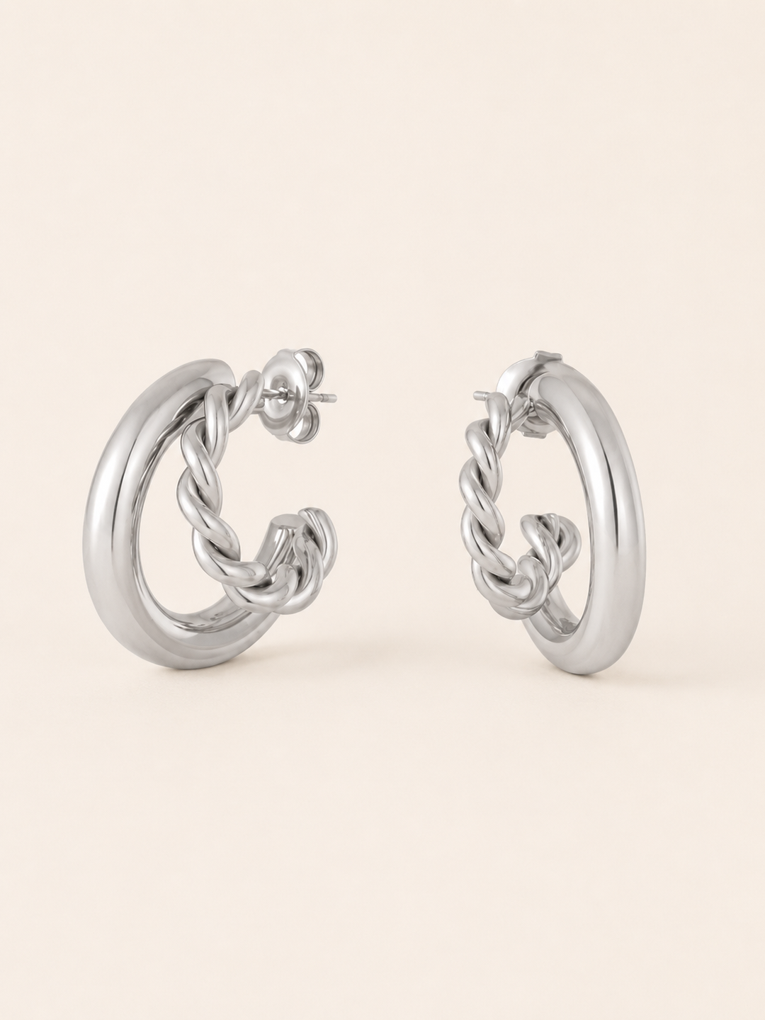 Briony | Braided Hoop Earrings with Polished Finish