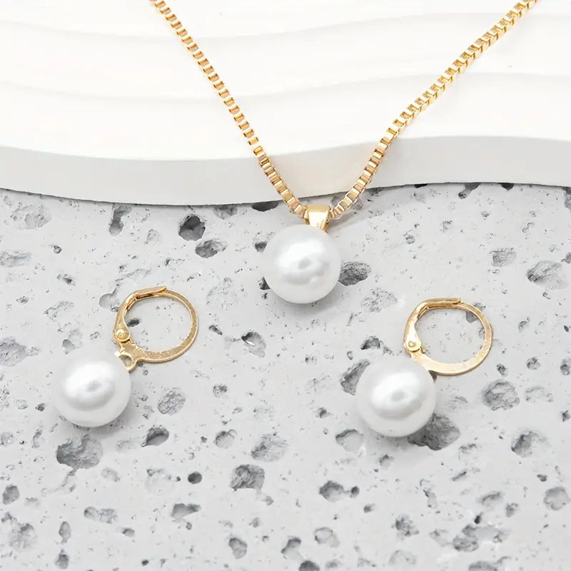 Pearl necklace set styled with an evening outfit
