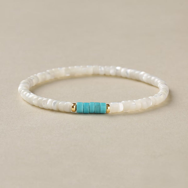 Bracelet laid flat to show the full beaded pattern