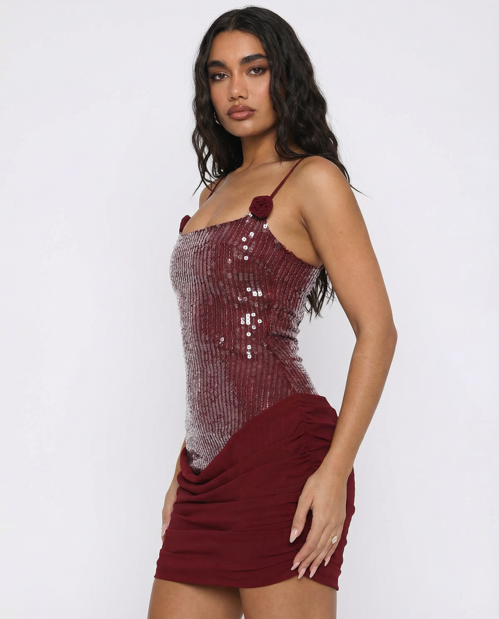 ARIA LUMINA Sequin Mini Dress - women's mini dress, fabric detail