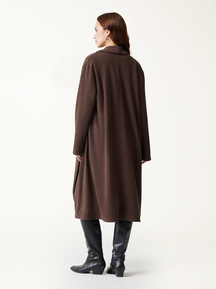2Pcs Set MaxWarm Shawl Collar Long Sleeve Midi Cardigan with Pockets & Boatneck Long Sleeve Textured Top