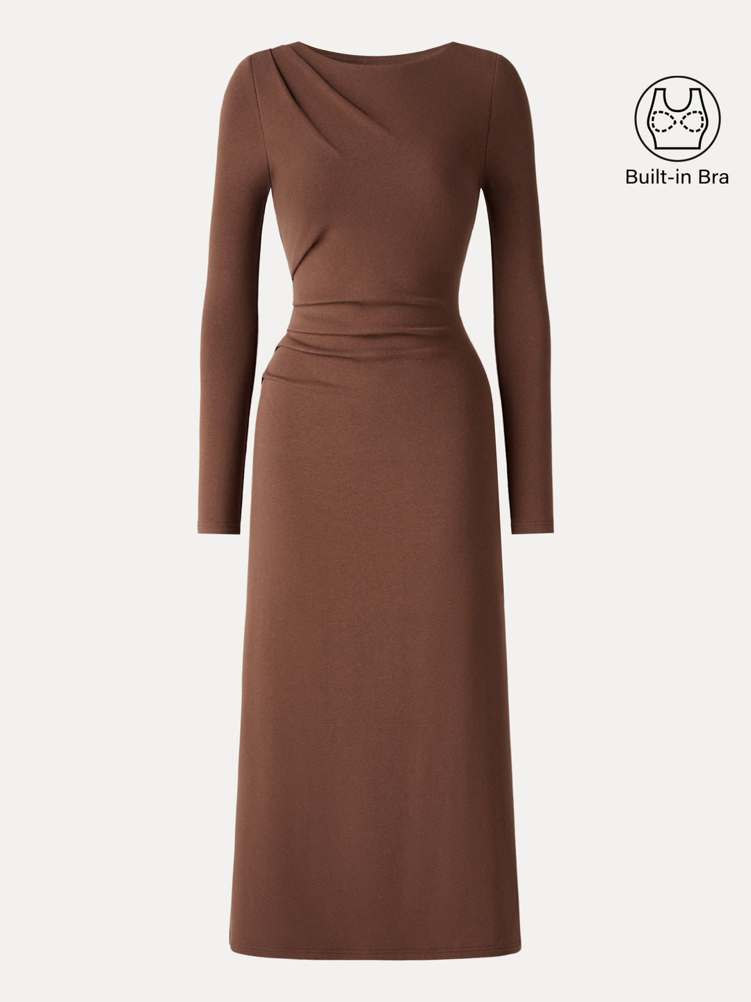 ProWarm Boatneck Long Sleeve Tucked Built-In Bra 2.0 Midi Dress