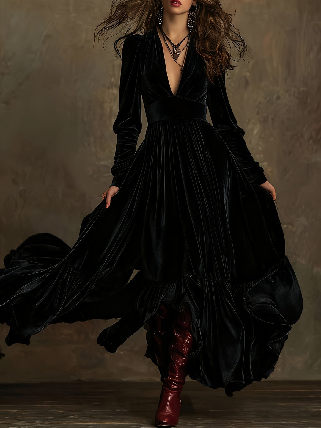 Eveline velvet dress fabric detail – texture and drape close-up