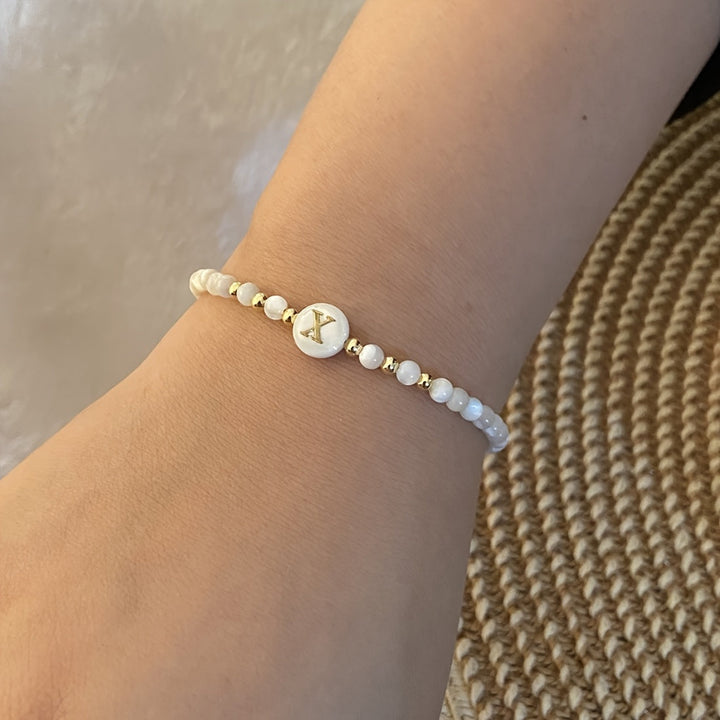 Elegant Initial Pearl Bracelet