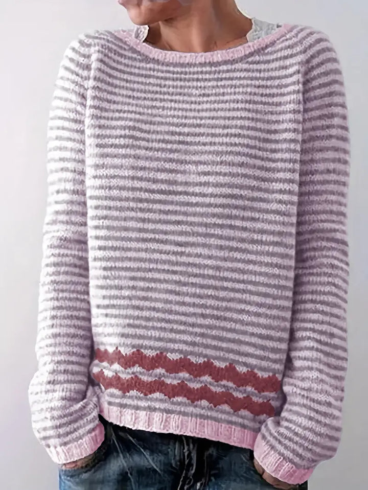 Odalys | Women's Striped Boat Neck Pullover Sweater
