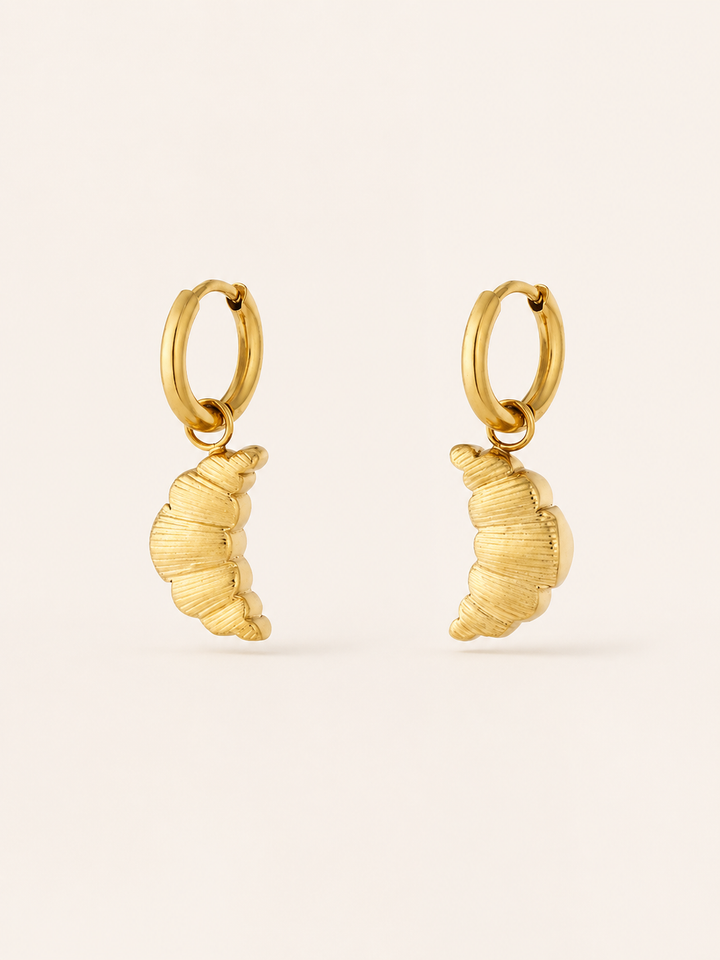 Carys | Croissant Hoop Earrings with Charm Detail