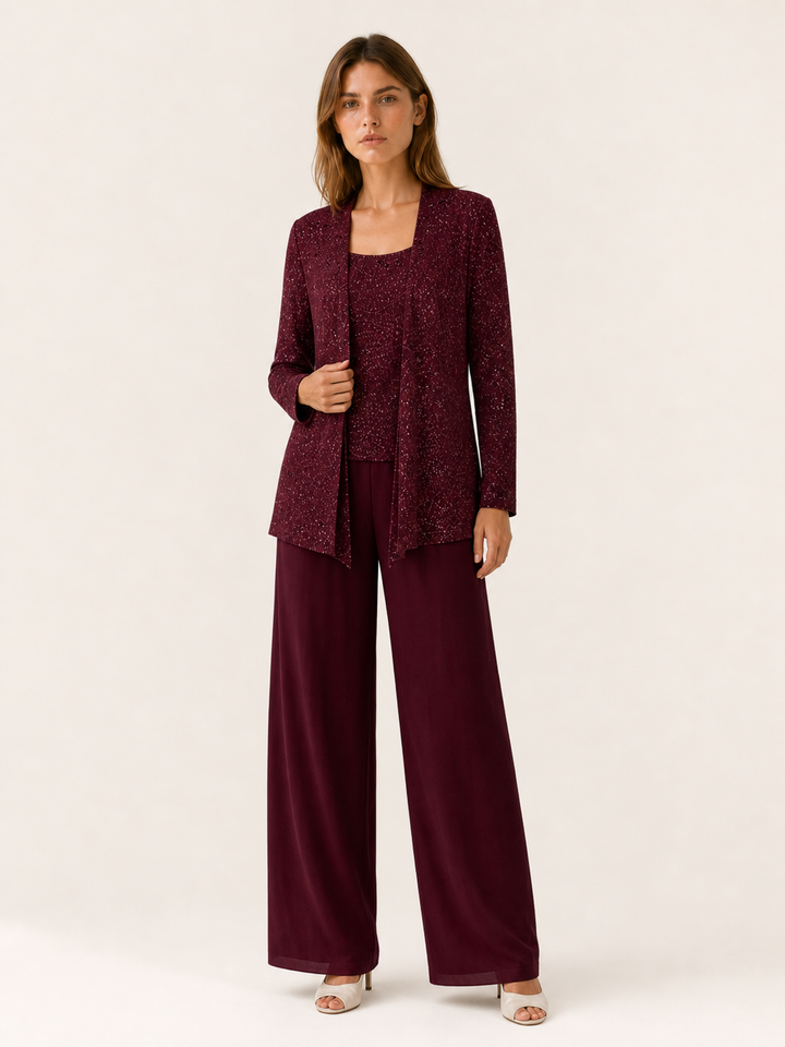 Caterina | Three Piece Trouser Suit with Lace Jacket