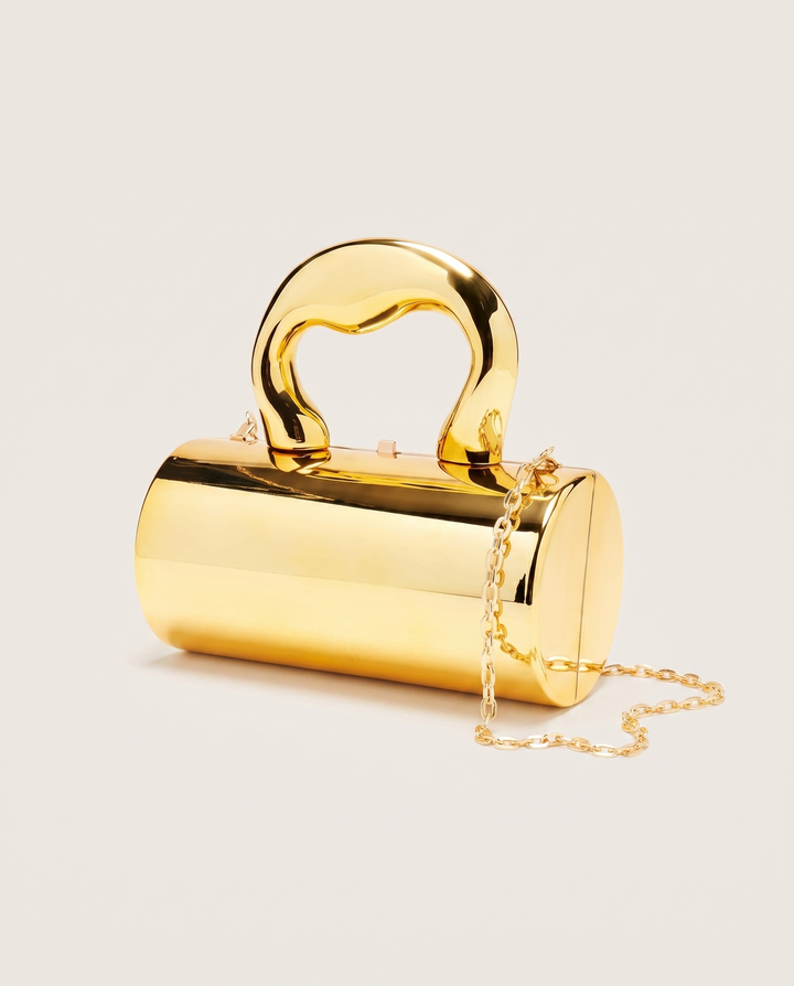 Catriona | Metallic Clutch Bag with Sculpted Handle