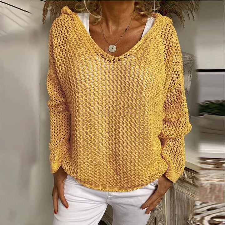 Winnifred | Women's Hooded Open Knit Crochet Sweater