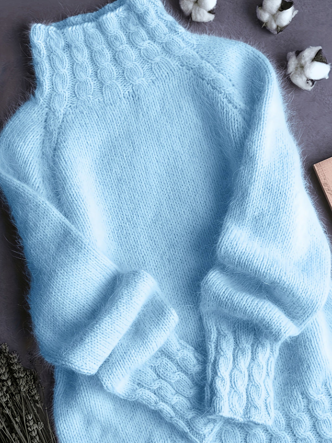 Marisienne | Women's Alpaca Wool Cable Knit Turtleneck Sweater