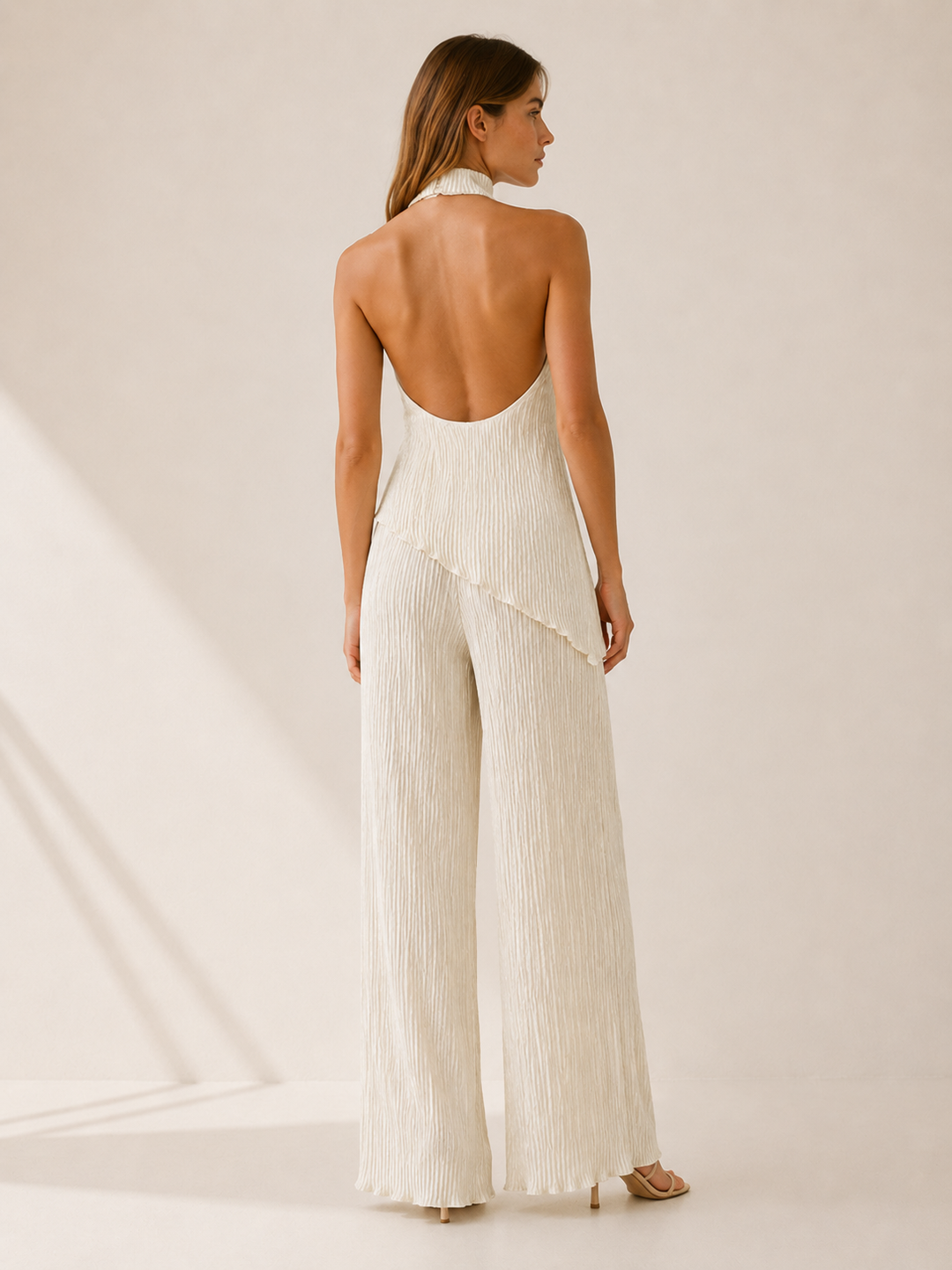 Cerys | Pleated Two Piece Set with Halter Top