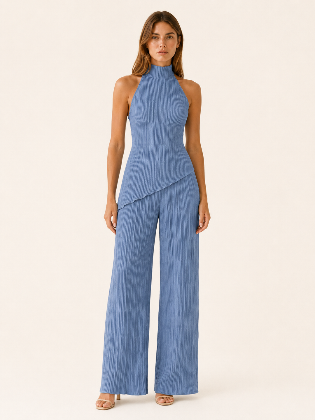 Cerys | Pleated Two Piece Set with Halter Top