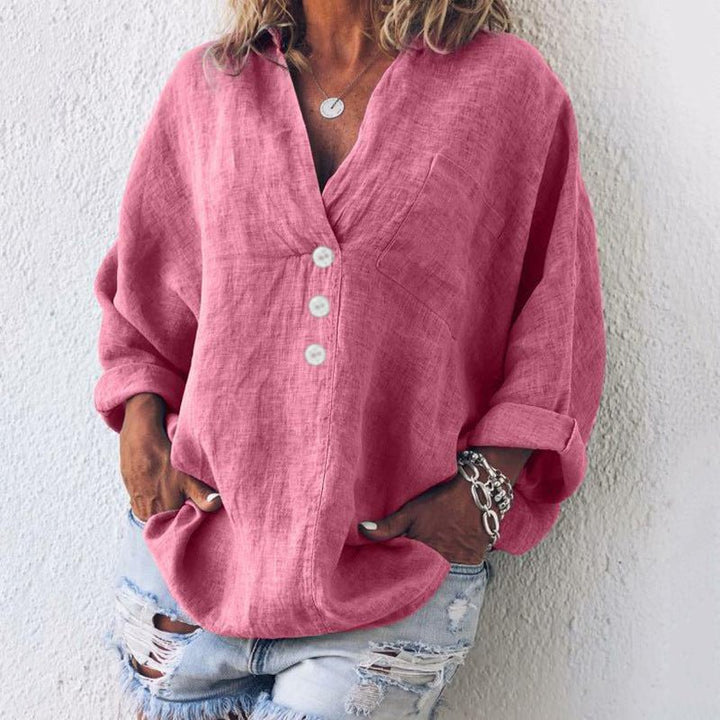 Maribel Buttoned Blouse — front view