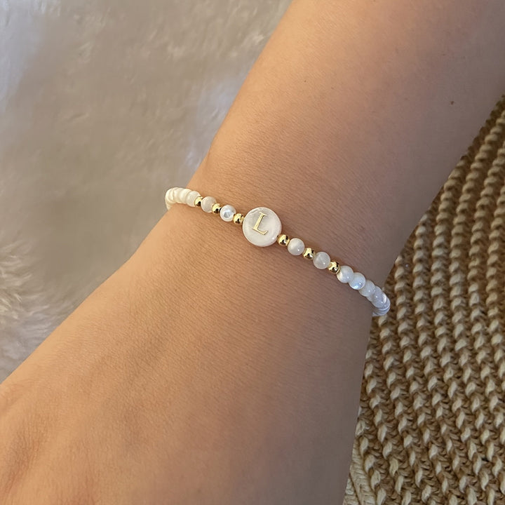 Elegant Initial Pearl Bracelet