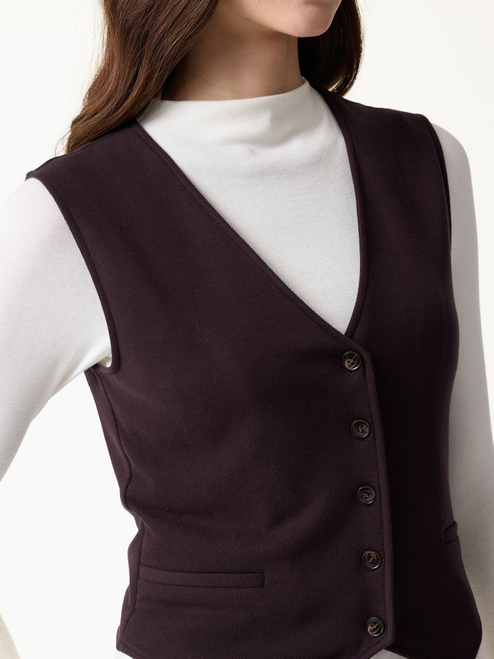 2Pcs Set Friendly Sleeveless Cropped Vest & Mid-Rise Pintuck Pants with Pockets