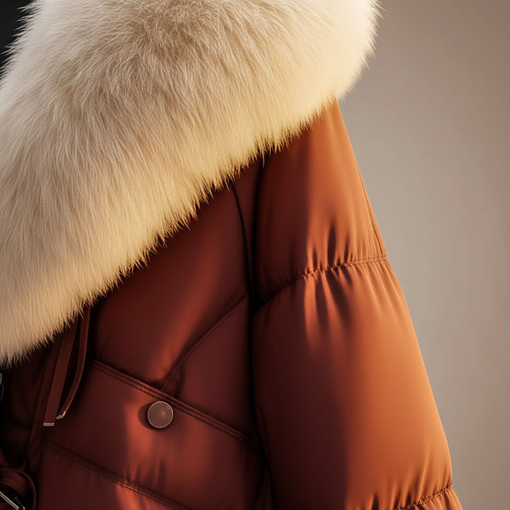 Daisy | Women's Glossy Puffer Jacket with Oversized Faux Fur Collar