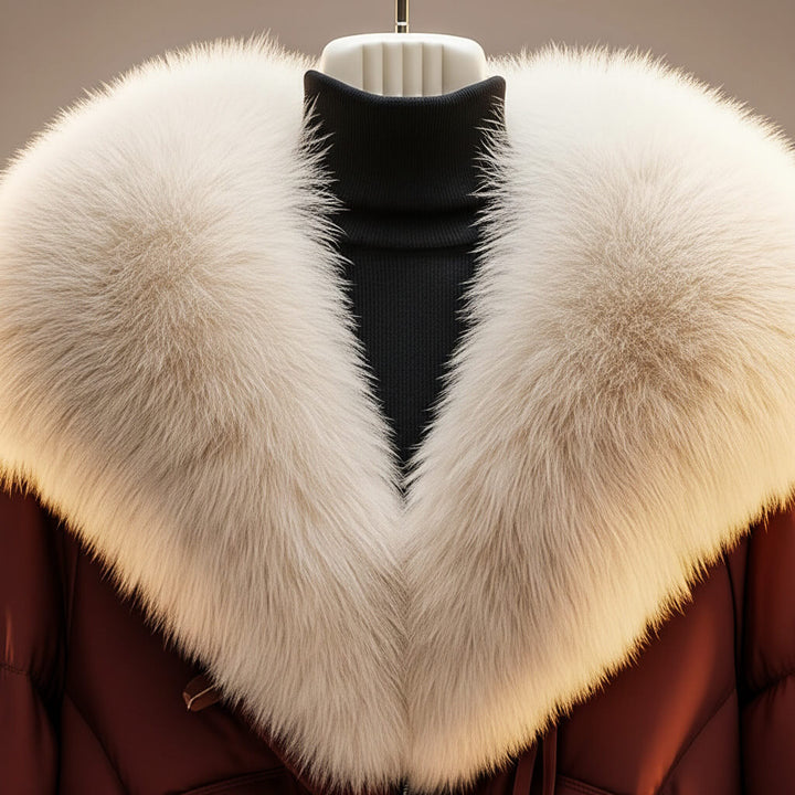 Daisy | Women's Glossy Puffer Jacket with Oversized Faux Fur Collar
