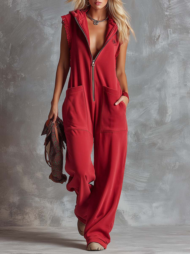 Danuta retro sporty jumpsuit women – front view