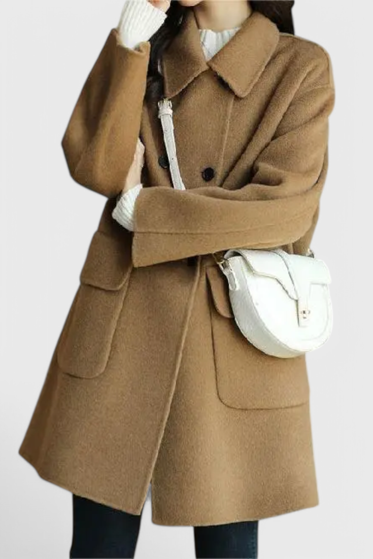 Aveline classic wool coat lapel and collar detail