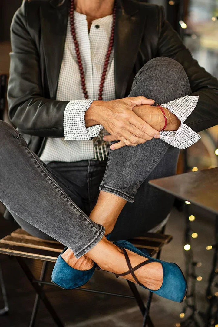 Cross Strap Pumps — side view