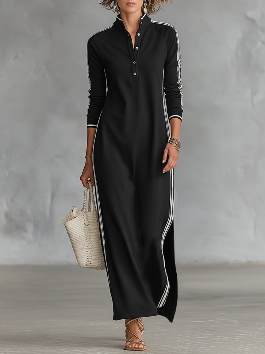 Black Maxi Sweatshirt Dress — front view