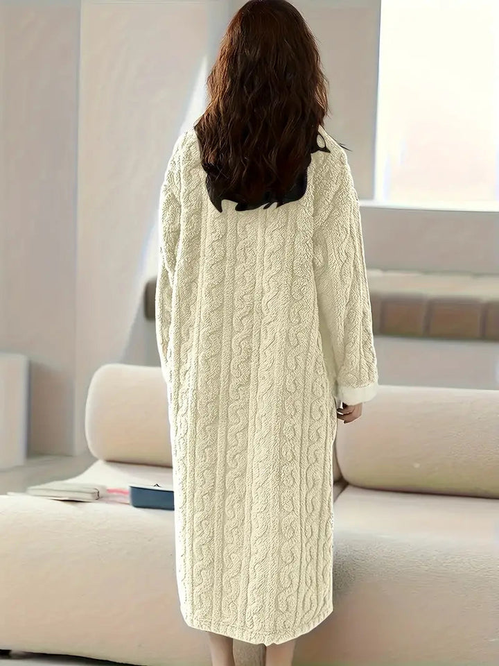 Abigail Jacquard Soft Fleece Winter Dress — close-up view