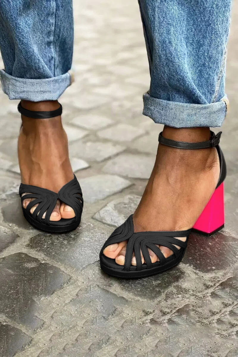Two-Tone Heel Sandals — close-up view